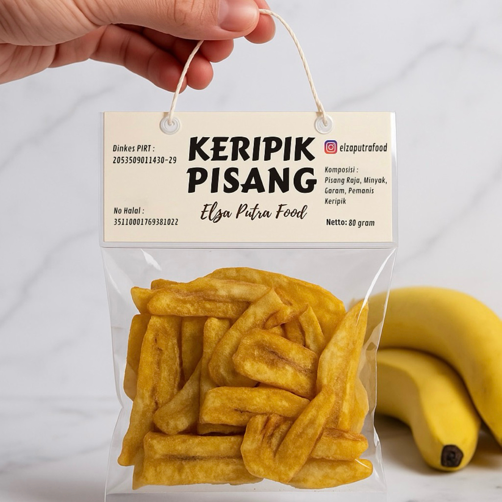 

Keripik Pisang Gurih Manis Renyah Netto 80 gram