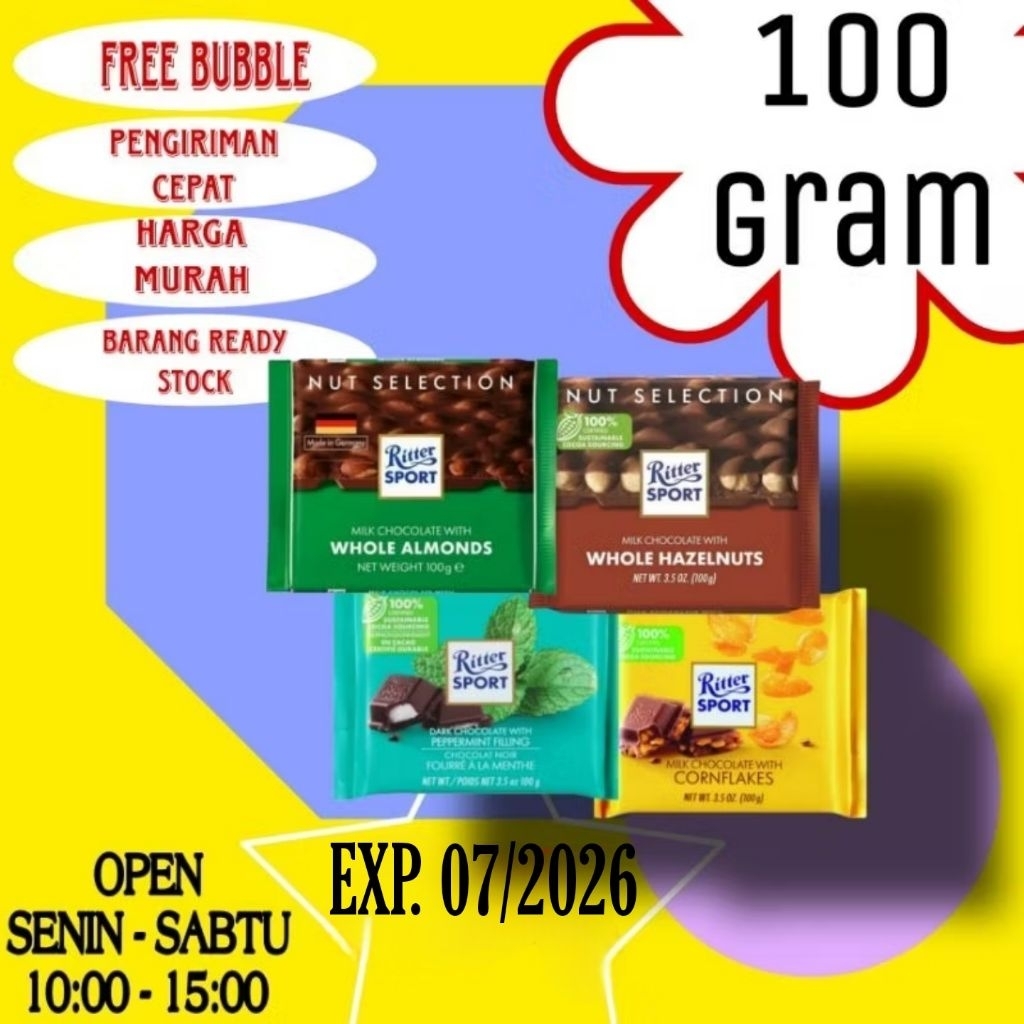 

PROMO Ramadhan ED Maret 2026!! RITTER SPORT 100G / COKLAT IMPORT GERMANI RITTER SPORT 100GR