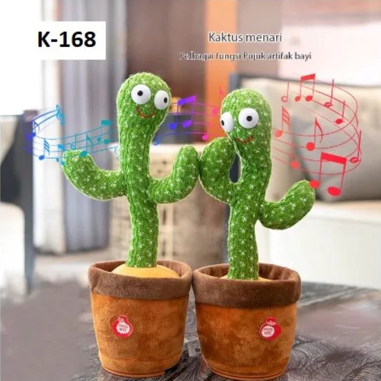 Lariz CMBoneka Kaktus Goyang Charger USB Mainan kaktus suara menari  Mainan kaktus menari LED