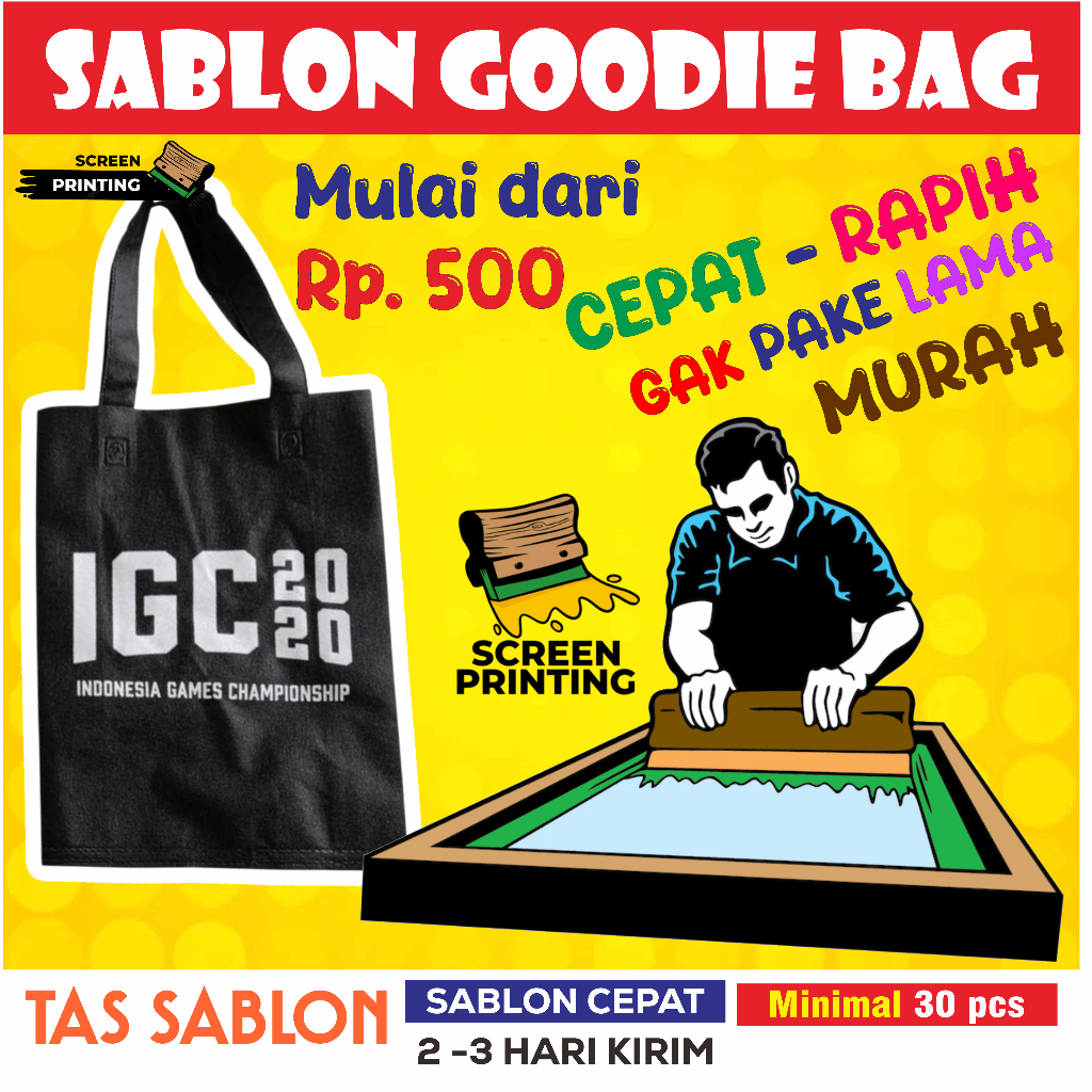 

Jasa Sablon Goodie Bag Rapih dan Cepat Bisa Sekalian dengan Goodie bag Spunbond Berbagai Ukuran dan Warna
