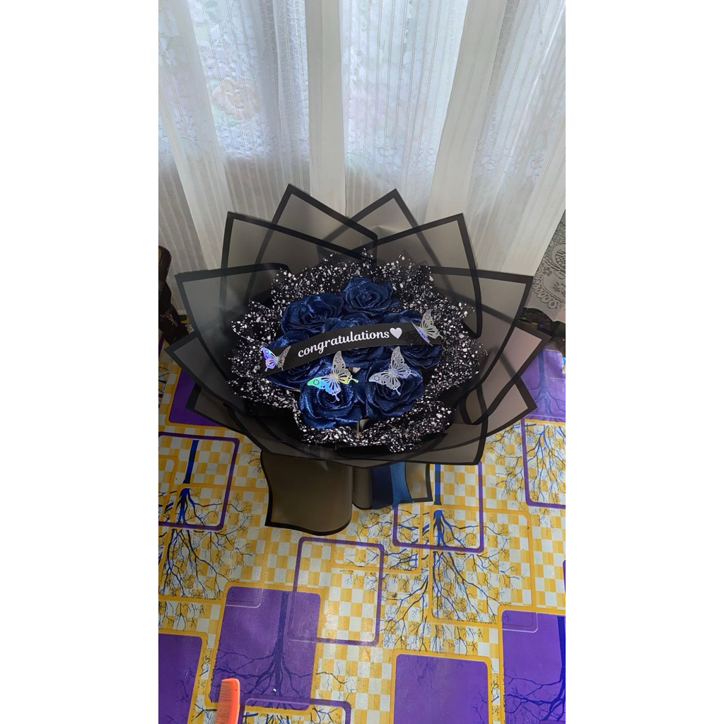 

buket pita satin7 tangkai + gliter dan ucapan