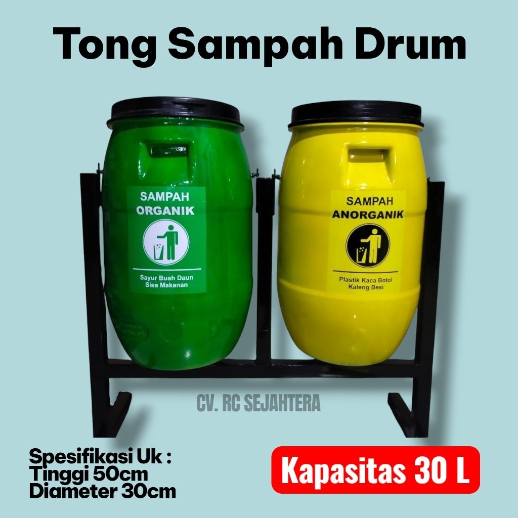 Tong Sampah Drum Organik & Anorganik Kapasitas 30L