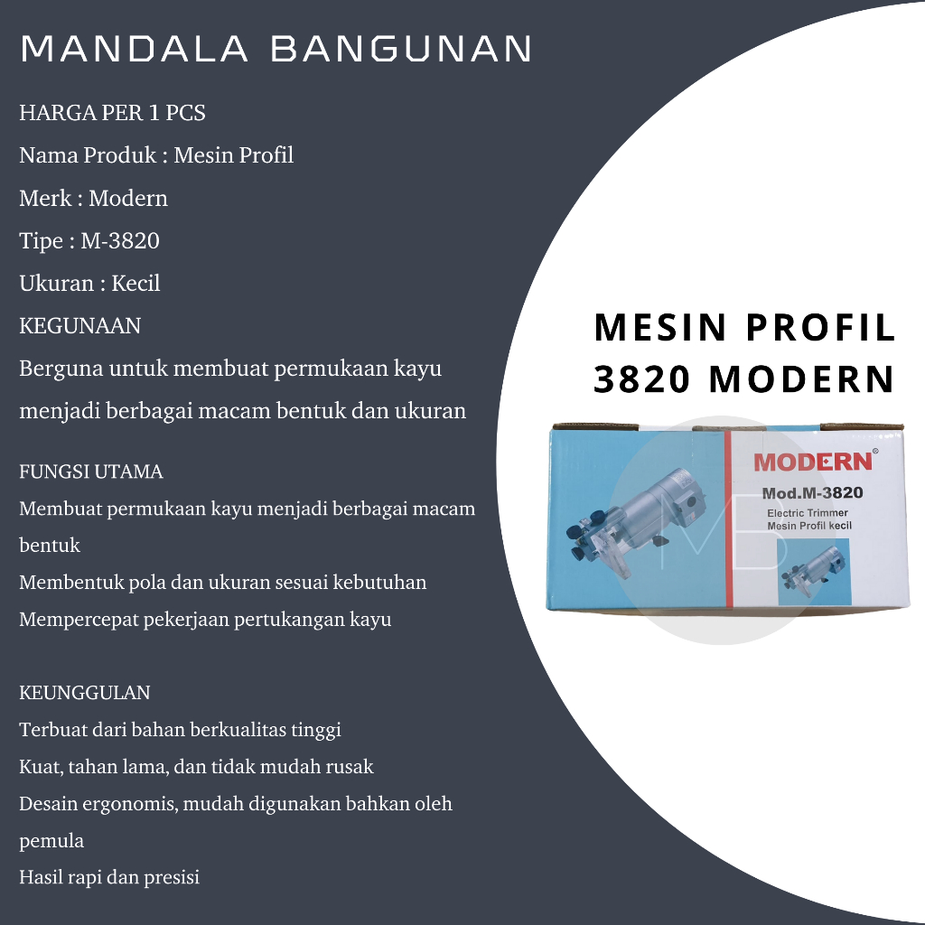 Mesin Profil Kayu Modern M-3820 – Router Kayu Mini Kuat