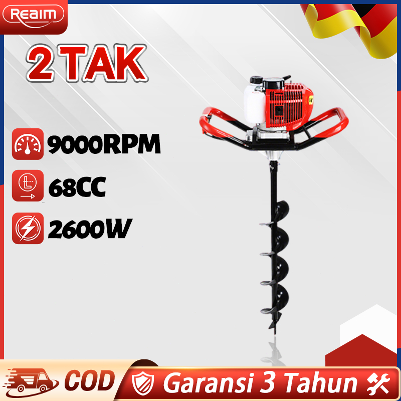 REAIM Mesin Bor Tanah Mesin Drill Bor Kayu Tanah Pohon Mesin Bor Tanah 25Cm Earth Auger Drill