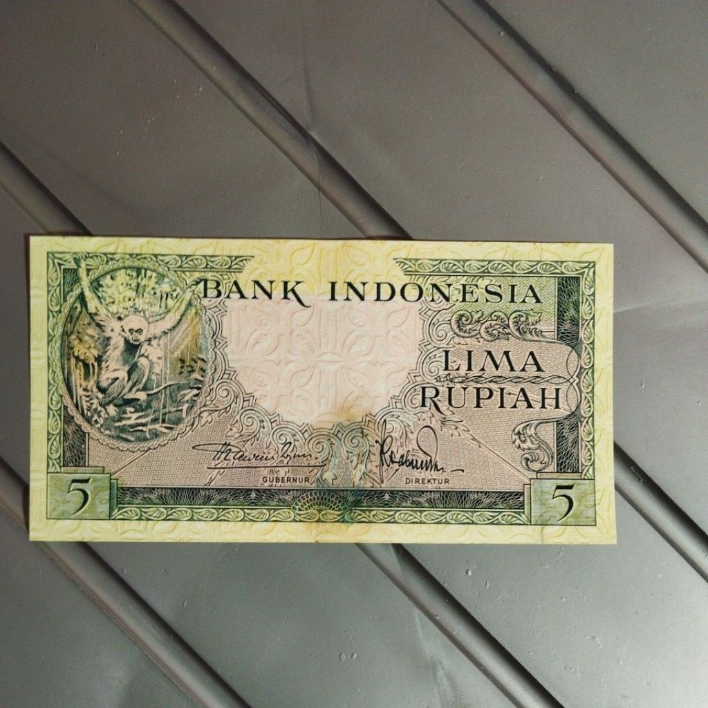 5 rupiah kera seri hewan thn 1957 tanpa lipat ASLI original