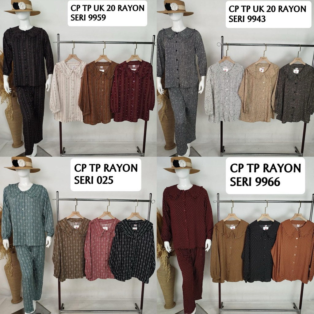 (101947) SIE LIE PP Abg Rayon Lengan Panjang UK:20/setelan rayon/ baju tidur rayon