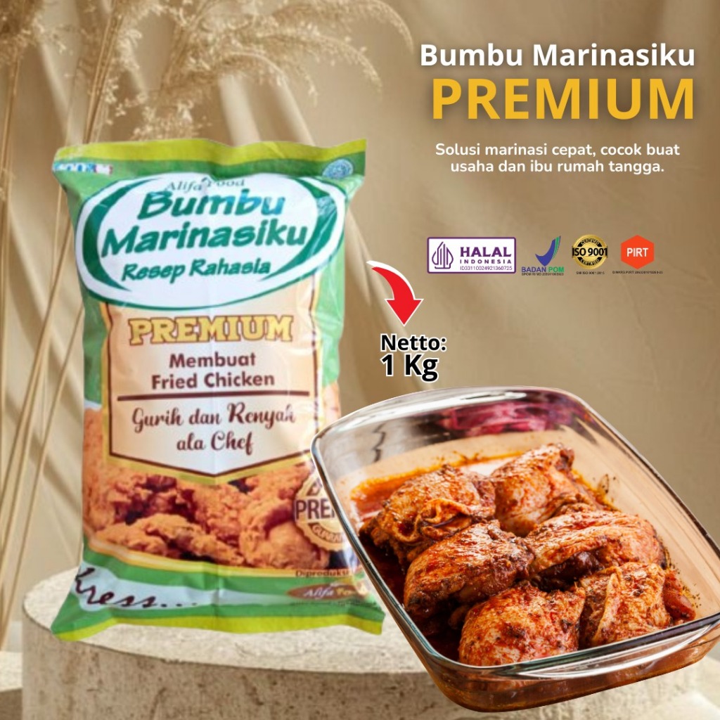 

Bumbu Marinasi Premium Alifafood 1kg BPOM Halal Friedchicken Instan Tepung serbaguna,Marinasi Ayam
