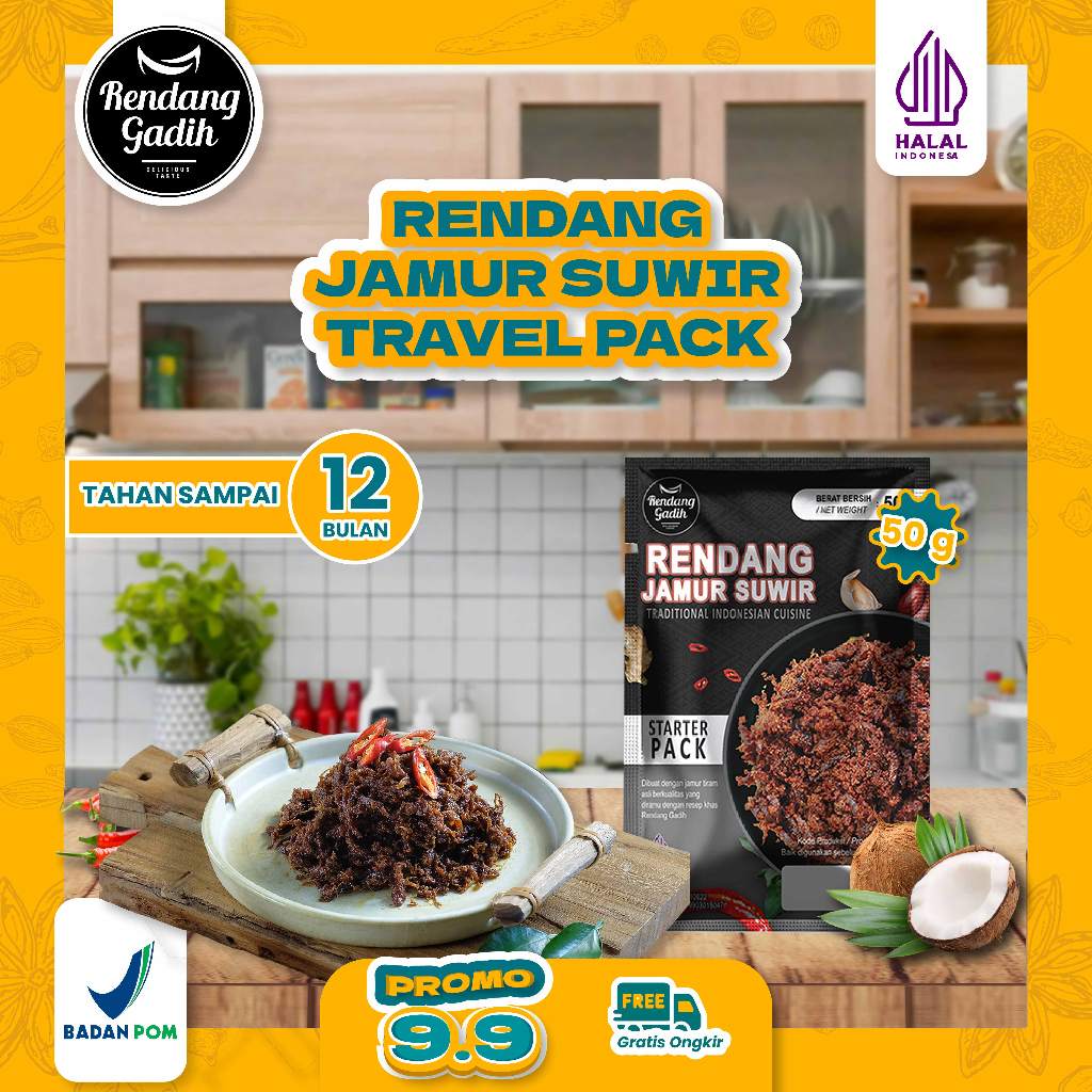 

Rendang Gadih - TRAVEL PACK Rendang Jamur Suwir 50 g