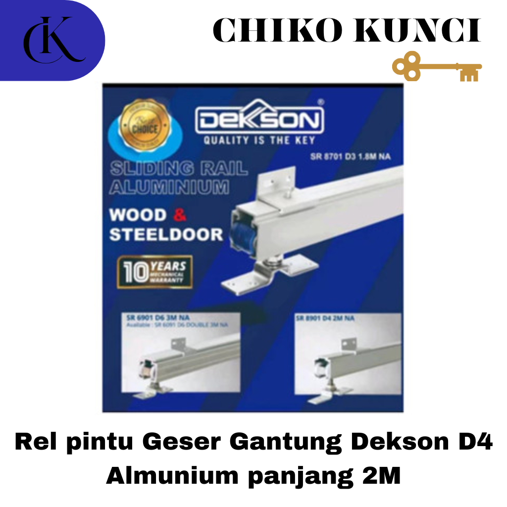 Rel pintu Geser Gantung/Rail Sliding Door Dekson D4 Almunium panjang 2M