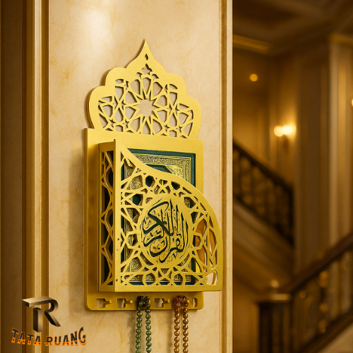 Rak Buku Al-Quran Multifungsi, Dekorasi Dinding Unik polywood, Penyimpanan Tulisan Suci & Aksesori I