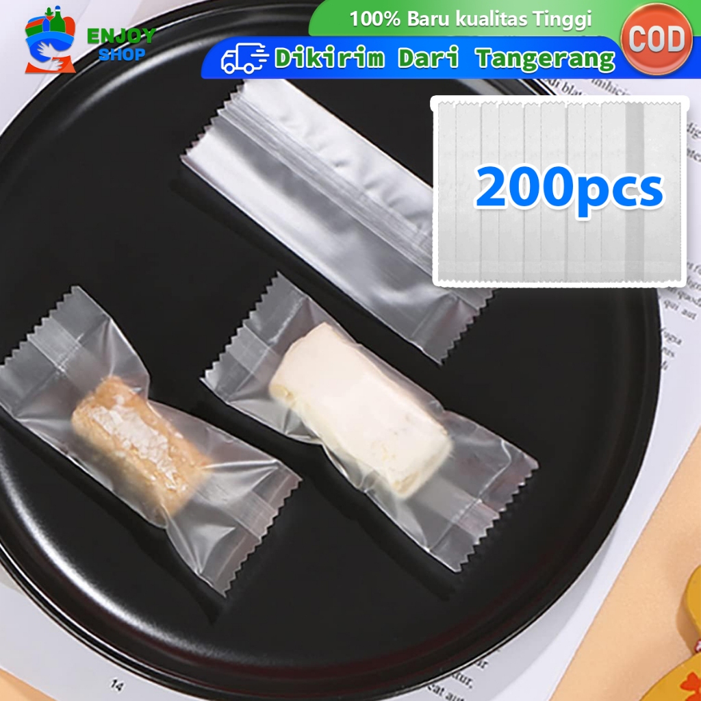 

200pcs Plastik Packing Cookies Nougat Kemasan Sealer Cookie Bag 4x9.5cm Untuk Coklat Dan Dodol