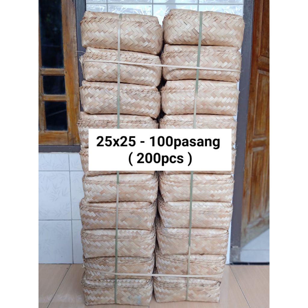 GROSIR 100 PASANG 25X25 BESEK BAMBU BESEK HIAS BESEK HAMPERS BESEK SOUVENIR BAKUL NASI