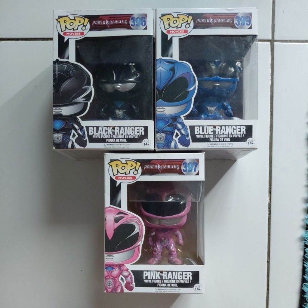 Funko Pop Vinyl: Power Rangers - Pink Ranger, Black Ranger, dan Blue Ranger
