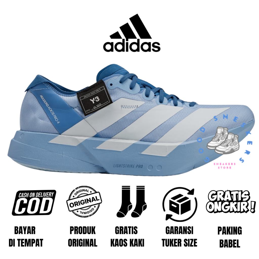 Sepatu Running Wanita Adidas Adizero Adios Pro 4 Y3 Ash Blue Original