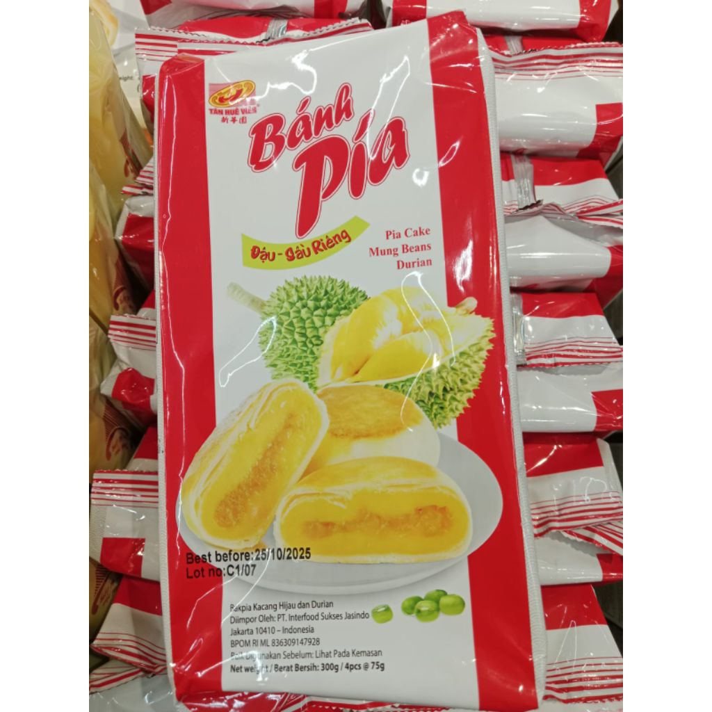 

BANH PIA DURIAN VIETNAM 4 PC X 75 GRAM PIA CAKE MUNG BEANS DURIAN