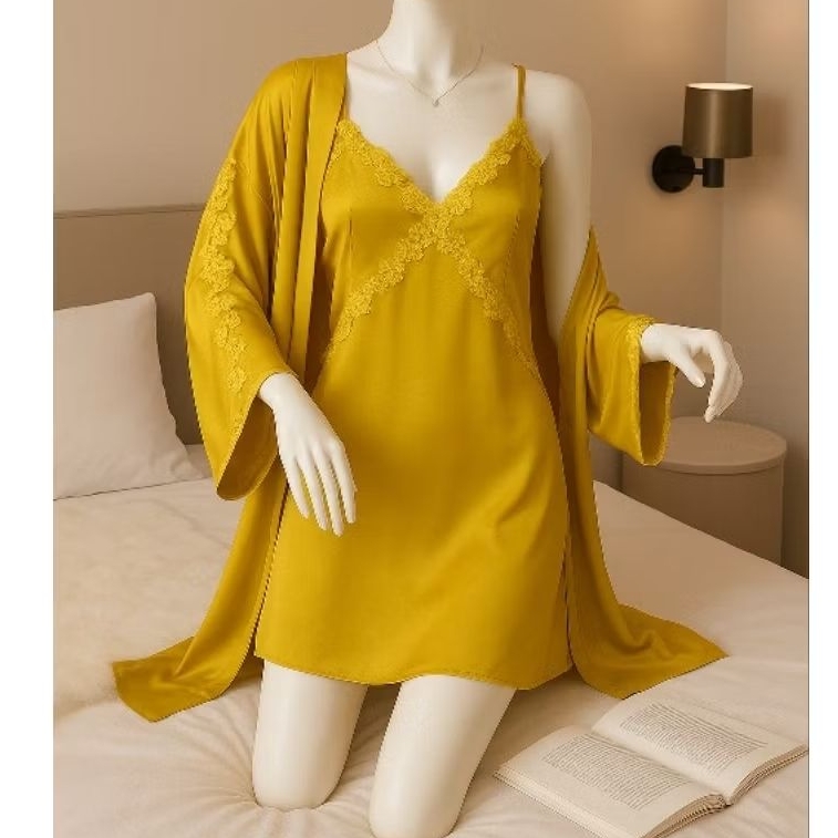 Miss Isyana SK07 Set Kimono Mewah Satin Silk Premium Lingerie Baju Dinas Ide Kado Seserahan By Miss 