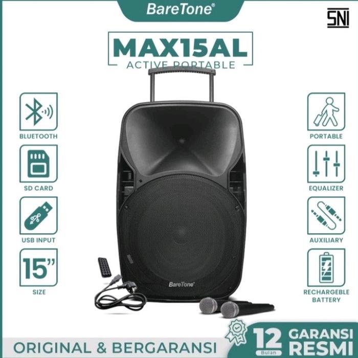 Speaker aktif portable baretone 15 inch karaoke max15al Wireless Bluetooth Max 15AL