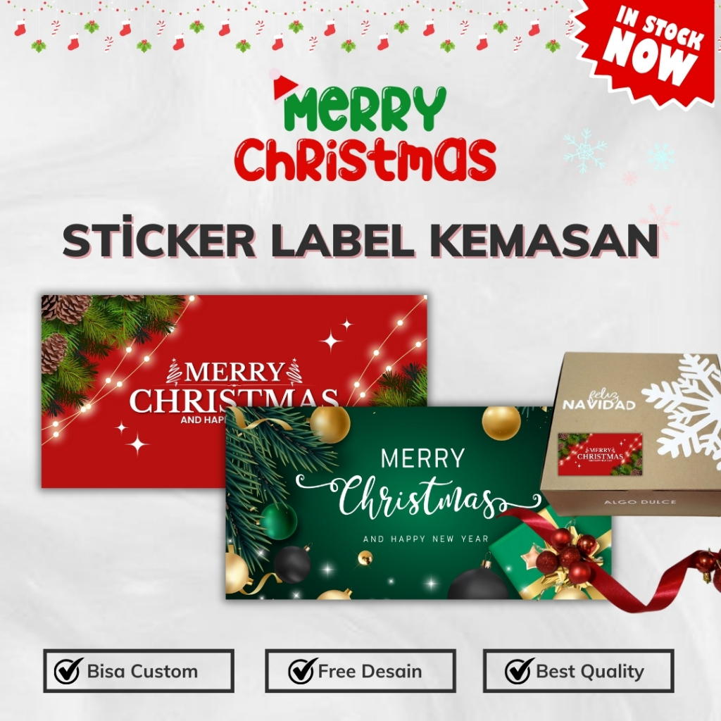 

{20 PACK} Sticker Label Merry Chirstmas Kue Natal Parcell, Hampers