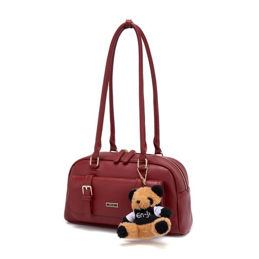 Enji En-ji Wujin Shoulderbag Slingbag Bahan PU Leather Muat Tablet 10 Inch Wanita CherryRed