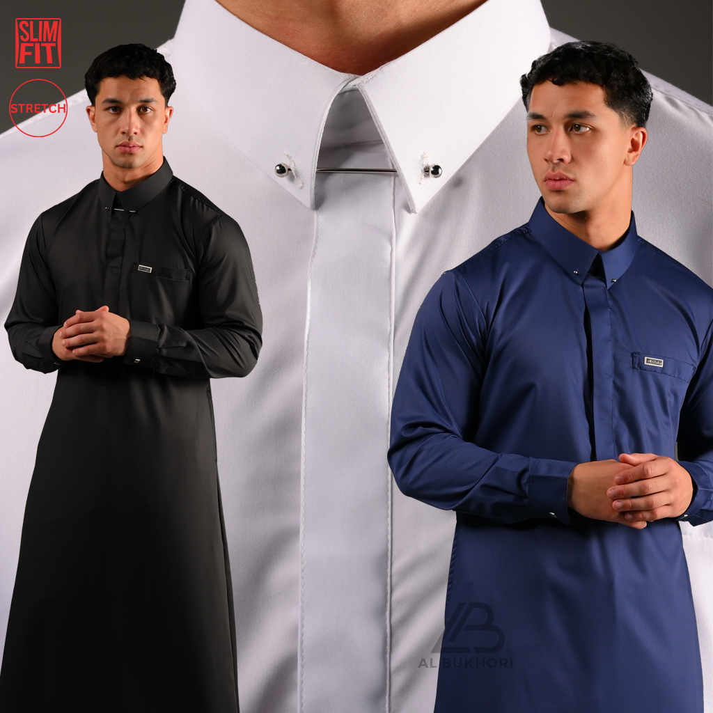 Al Bukhori - STRETCH Jubah Gamis Thobe Slimfit Pria Dewasa Premium Lengan Panjang - Jubah Sultan