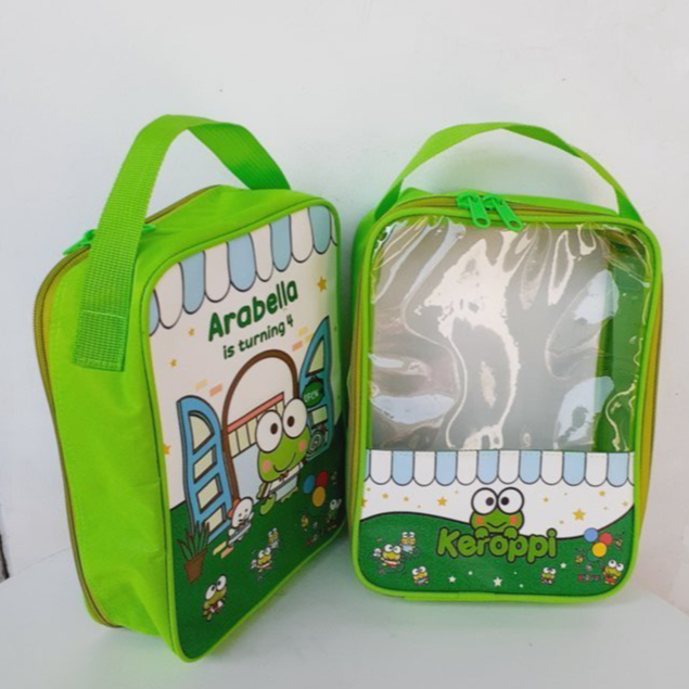 Souvenir ultah Anak Tas Resleting Shoes bag Tas Sepatu Custom