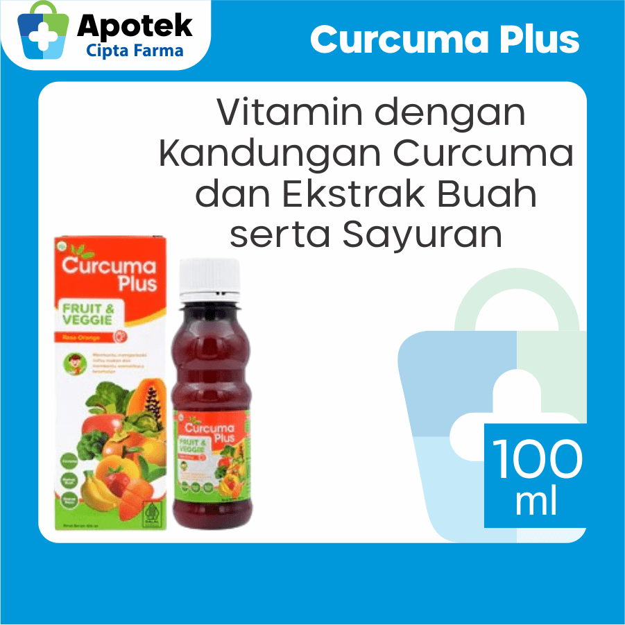 Curcuma Plus Fruit & Veggie Rasa Jeruk Ekstrak Temulawak Buah dan Sayur Penambah Napsu Makan Vitamin