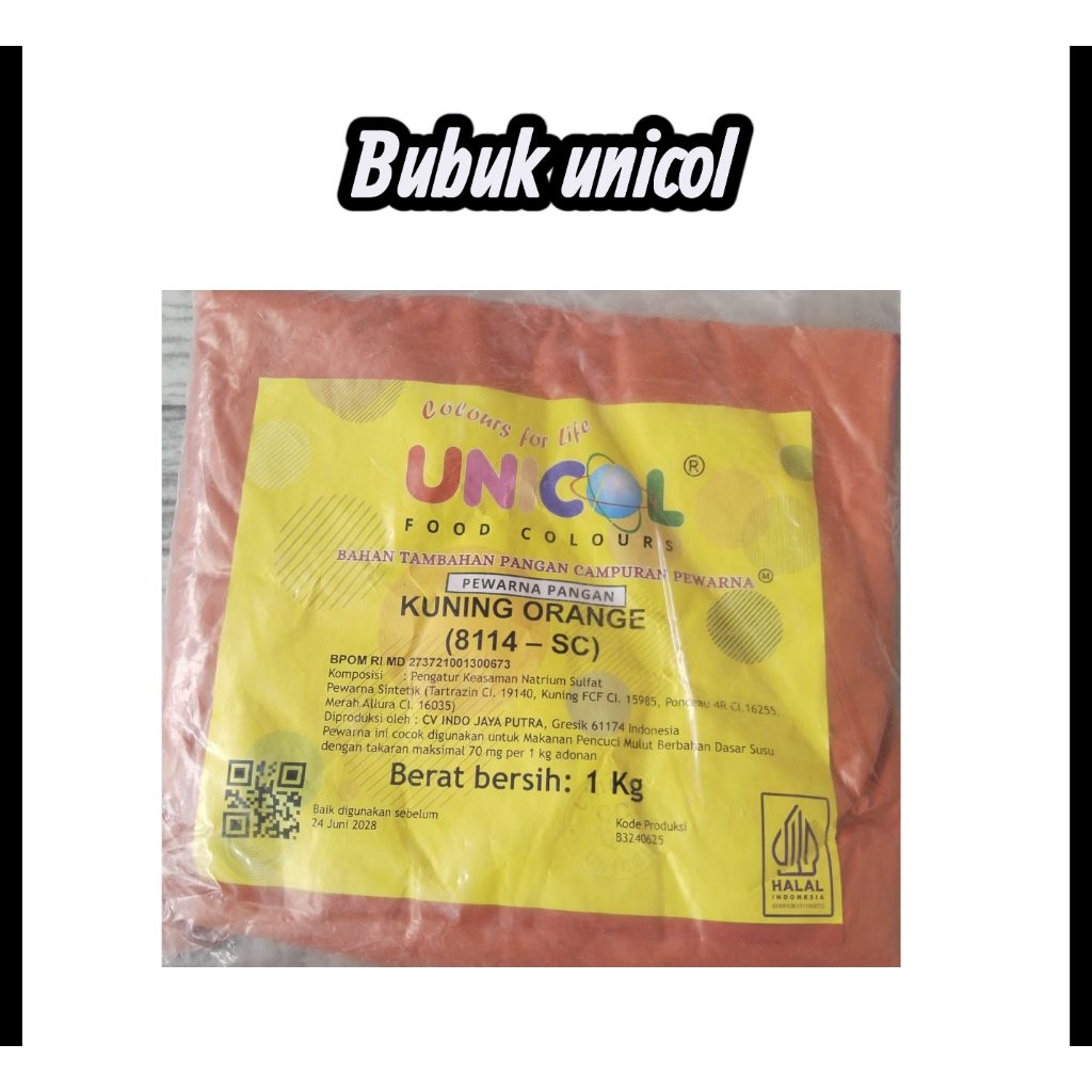

BUBUK UNICOL WARNA KUNING OREN BERAT 1 KG