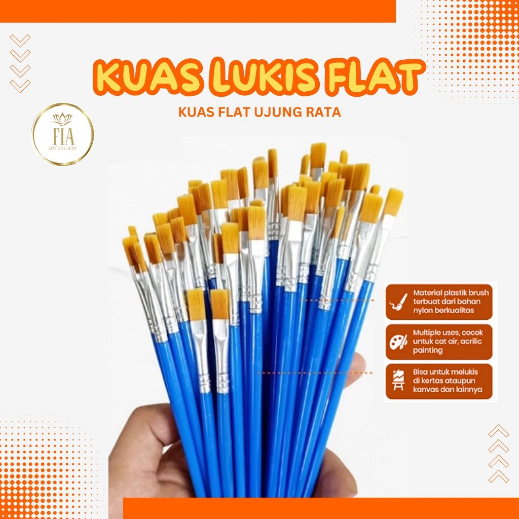 

Kuas Lukis Ujung Flat Cat Air Minyak Kanvas Paintbrush Painting brush Canvas Art Acrylic Painting Akrilik Palet Bahan Bulu Nylon 100% Lembut Awet