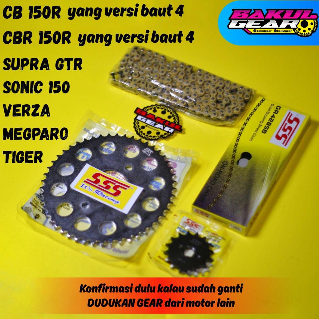 Gear Set SSS CB150r CBR150r Tiger CB GL Verza Sonic 150r Supra GTR Megapro CBR 150 Rantai 428 KH1