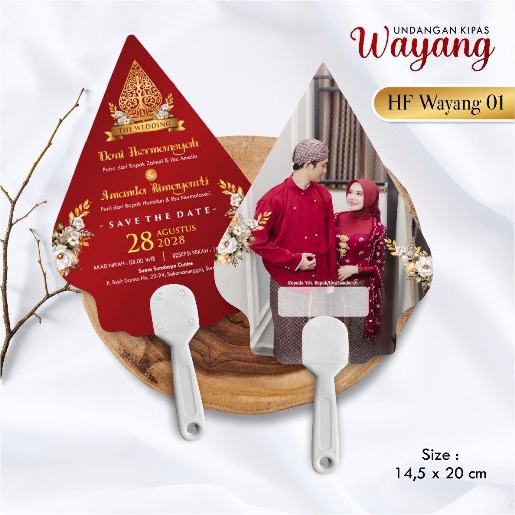 Undangan / Souvenir Kipas Model Gunungan Jawa Pernikahan Unik & Aesthetic | Undangan HF Nikah Murah