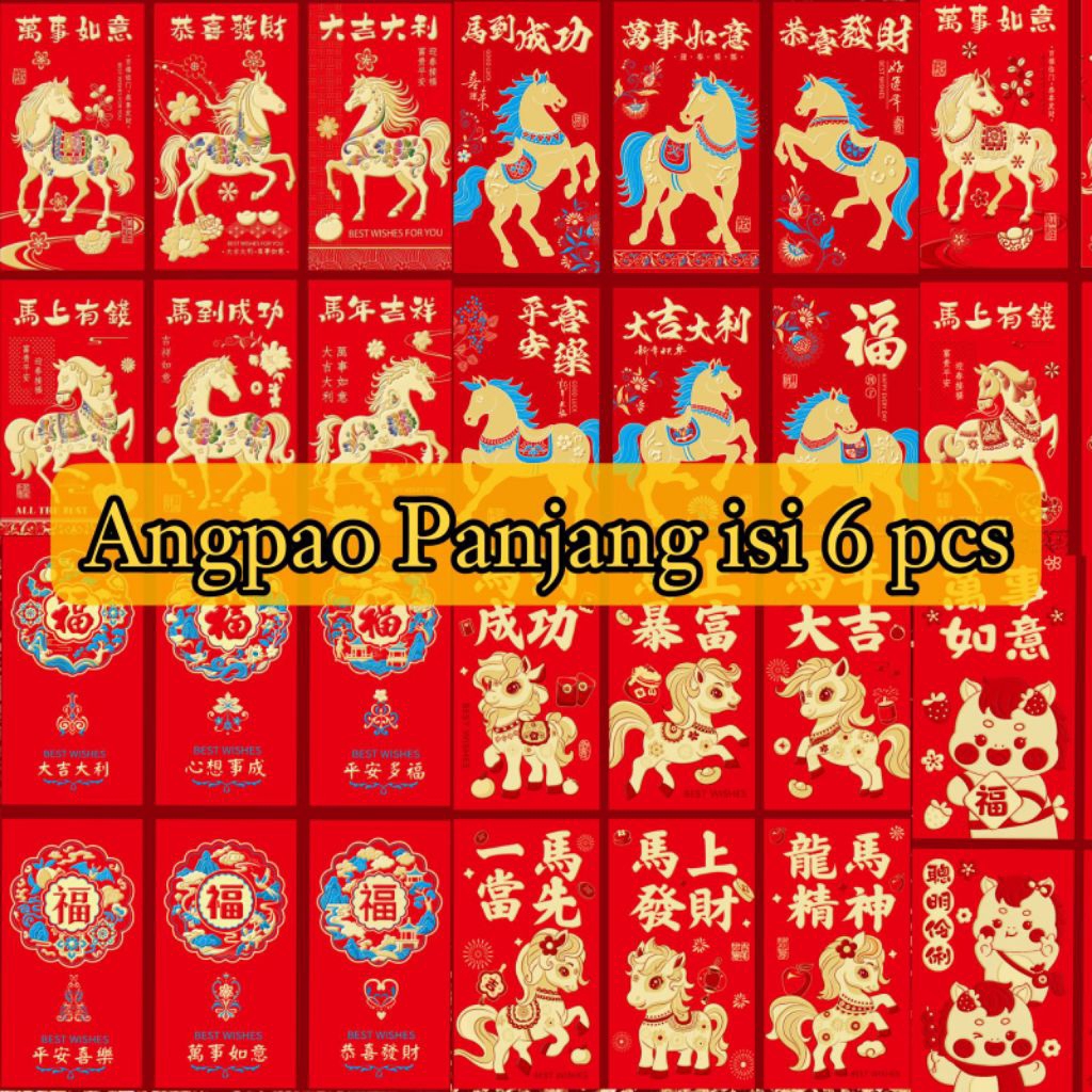 

Angpau Panjang tebal tahun kuda 2026 hong bao merah