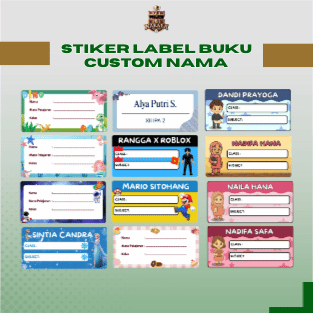

(Isi 44 Pcs) Stiker Label Buku Pelajaran Custom Nama Sekolah Buku Alat Tulis TK SD Paud Smp Sma Smk