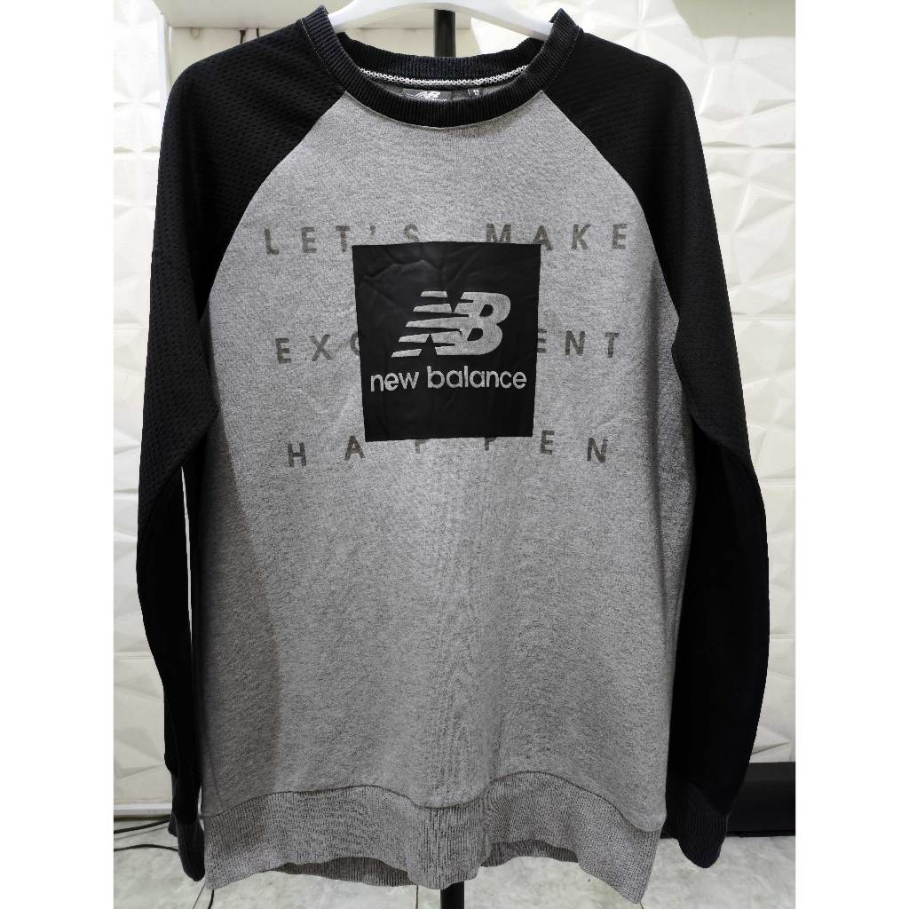 Sweater CN Crewneck NB Abu Hitam Big Logo