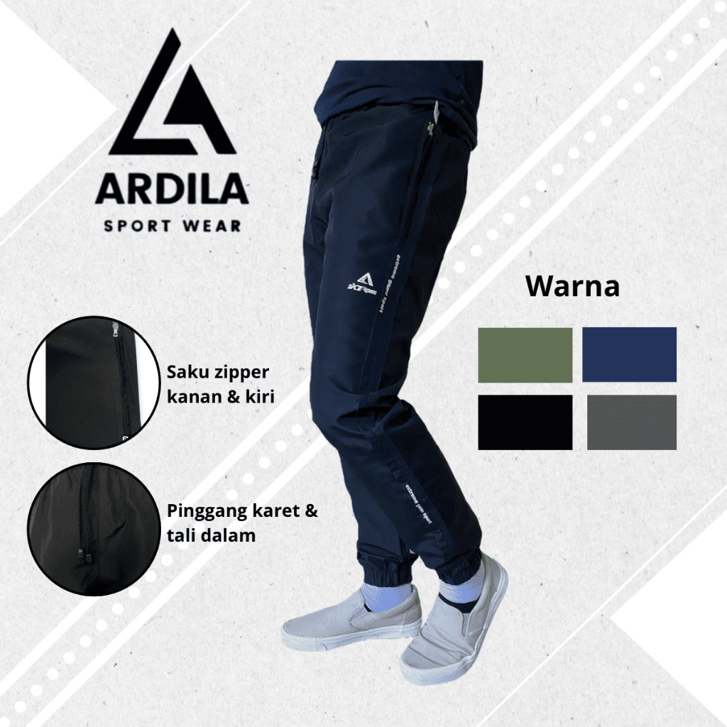 Celana Training Parasut Import Pria Wanita Panjang Jogger Hitam Original