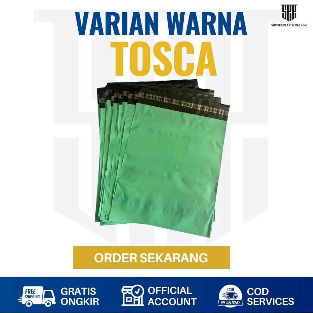 

Plastik Packing Polymailer Ukuran 30x40 Warna Tosca Glossy isi 100 Pcs Murah