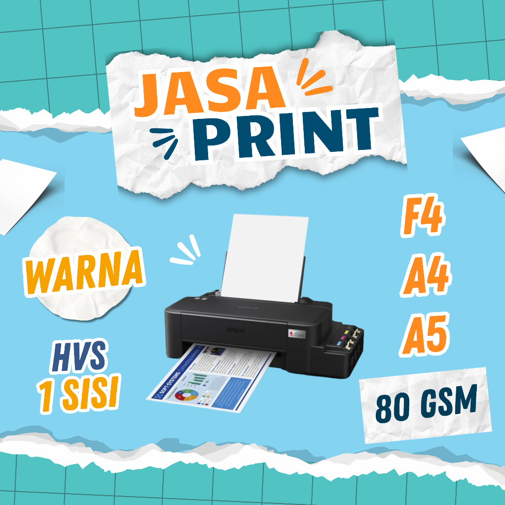 

Jasa Print Warna HVS 80 gsm F4 A4 A5