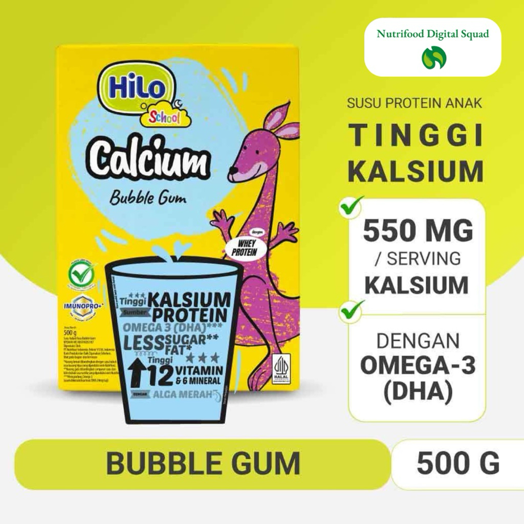 

- - HiLo School Bubble Gum 500gr - Susu Anak Lebih Tinggi Kalsium
