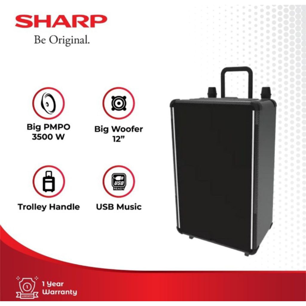 SPEAKER AKTIF SHARP SPEAKER TROLLEY CBOX 12 CBL - SHARP SPEAKER TROLLEY 12 INCH - SHARP SPEAKER BLUE