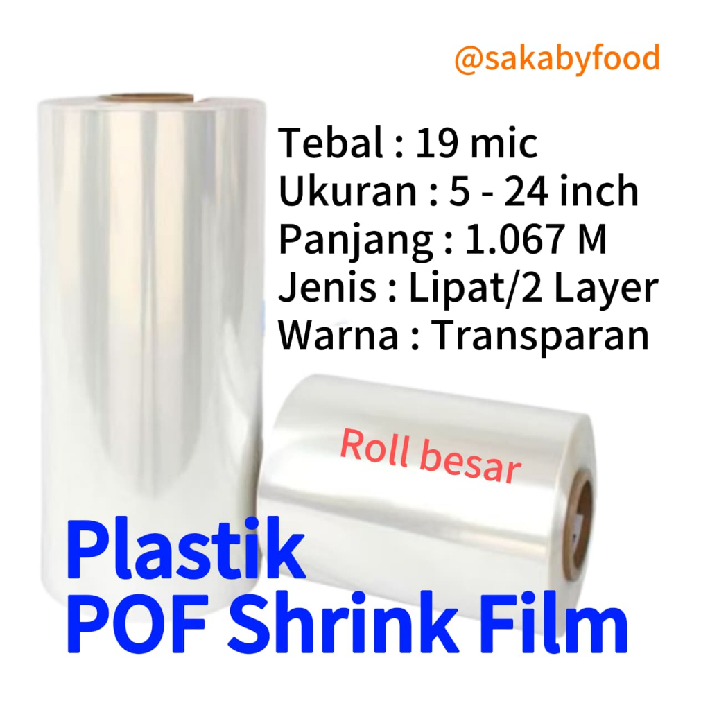 

Plastik POF Shrink FIlm/Plastik Segel Tebal 19 Mikron x 1067 Meter Lebar 5-24 Inch