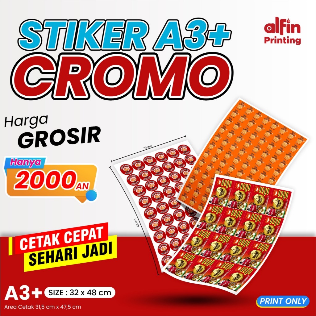 STIKER CROMO MURAH PRINT ONLY | CETAK STIKER CROMO BONTAK | stiker label murah | cromo print only