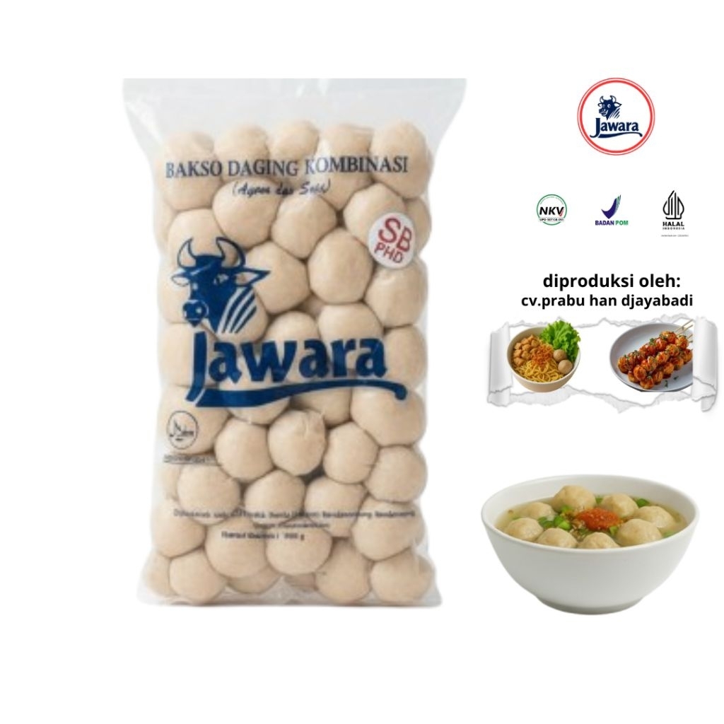 

Bakso Jawara Daging Sapi Ayam kombinasi Kuah Pangang Bakar isi 100 SBPHD