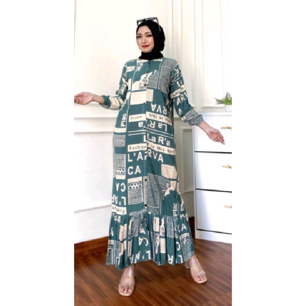 gamis rayon motif koran