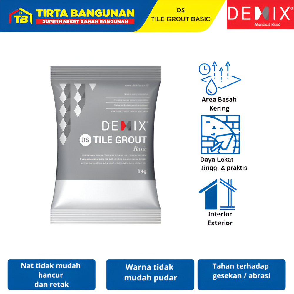 SEMEN PENGISI NAT KERAMIK & GRANITE / DEMIX DS TILE GROUT BASIC 1 KG