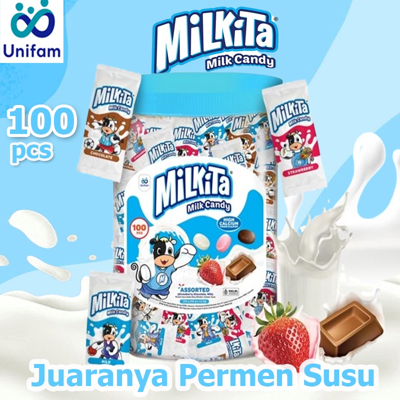 

Milkita Permen Susu Toples (Isi 100Pcs)
