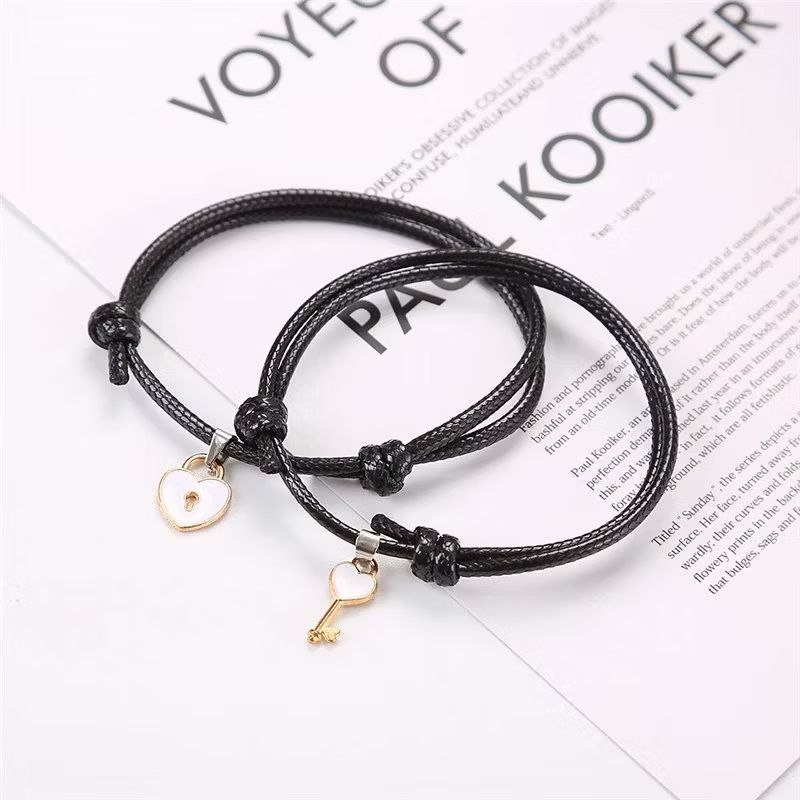 (2PCS) GELANG COUPLE GEMBOK LOVE KUNCI TALI KOREA / Gelang Couple / Gelang Cantik