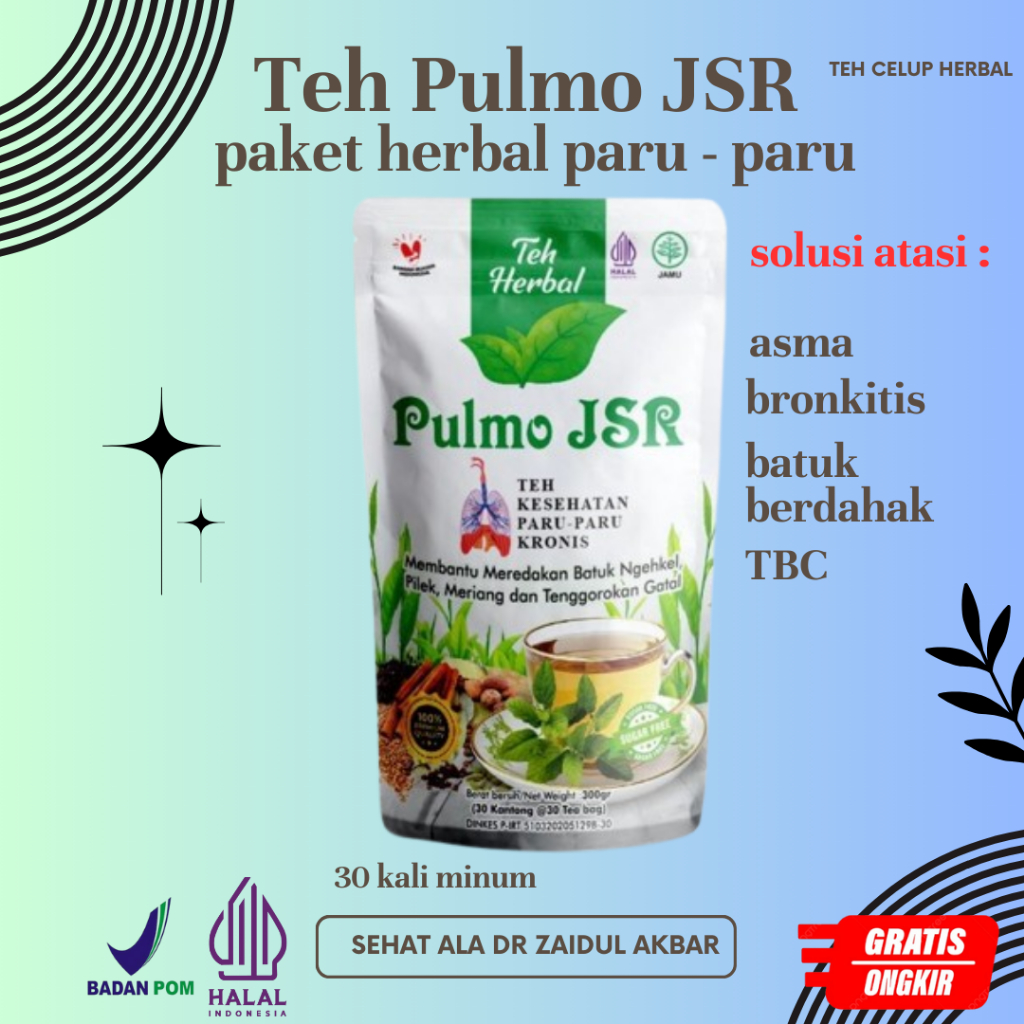 

Pulmo JSR teh herbal rimpang batuk menahun 30 kali minum