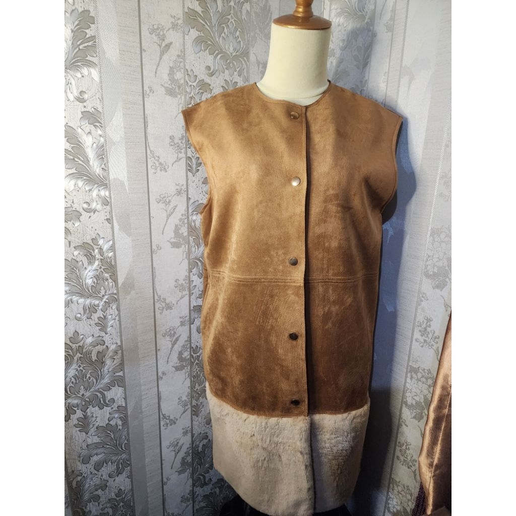 ZARA Vest Suede Bulu Cokelat