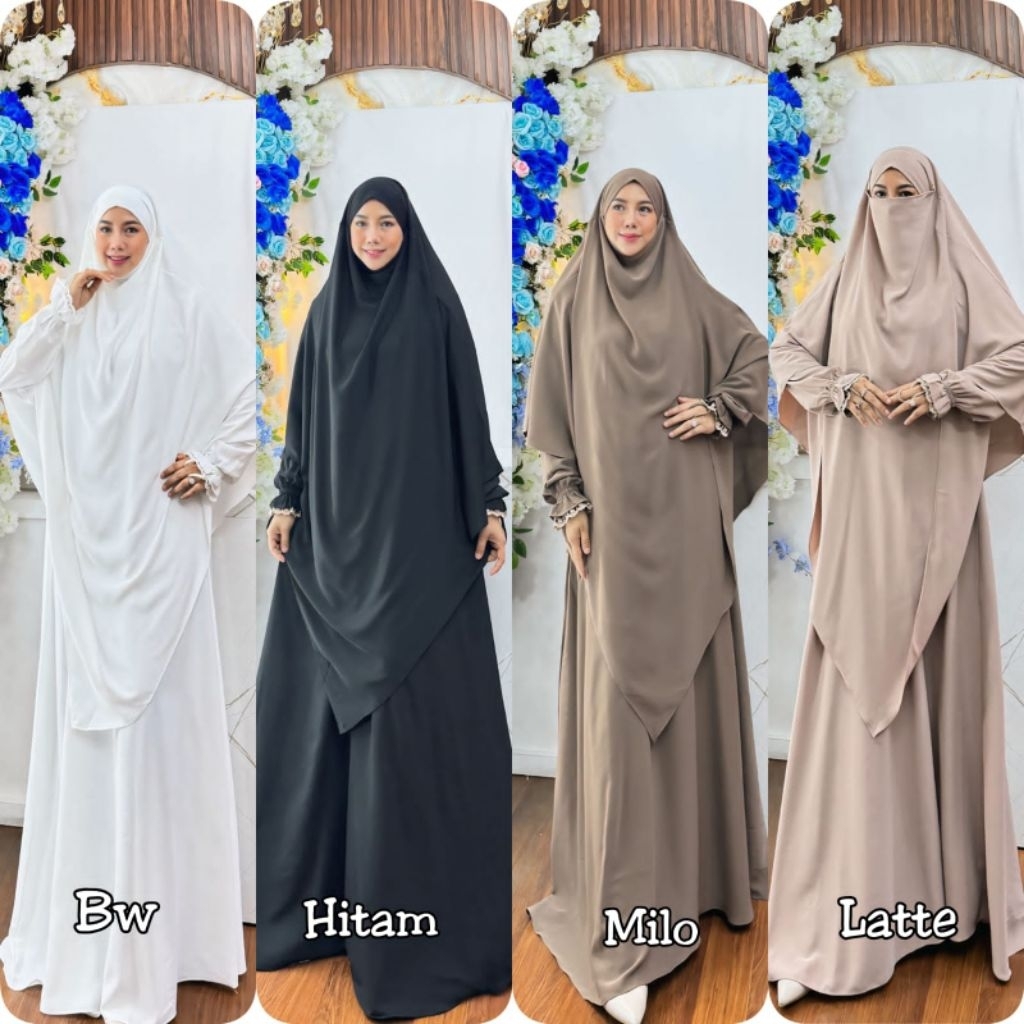 DAYYANA SERIES BY D'ZHIRA HIJAB D'ZHIRA HIJAB  GAMIS UMROH FRENCH KHIMAR GAMIS MEWAH TERBARU EDISI L