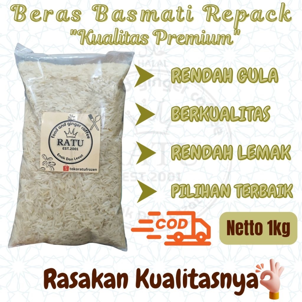 

Beras Basmati 1kg Premium Beras Panjang Rendah Gula. Ready+Bumbu