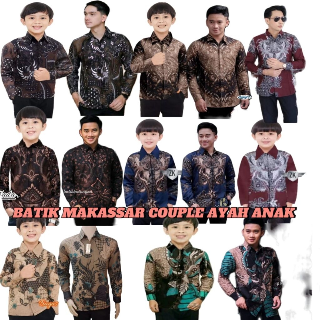 BATIK COUPLE AYAH ANAK KEKINIAN KOTA MAKASSAR HALUS LEMBUT NYAMAN